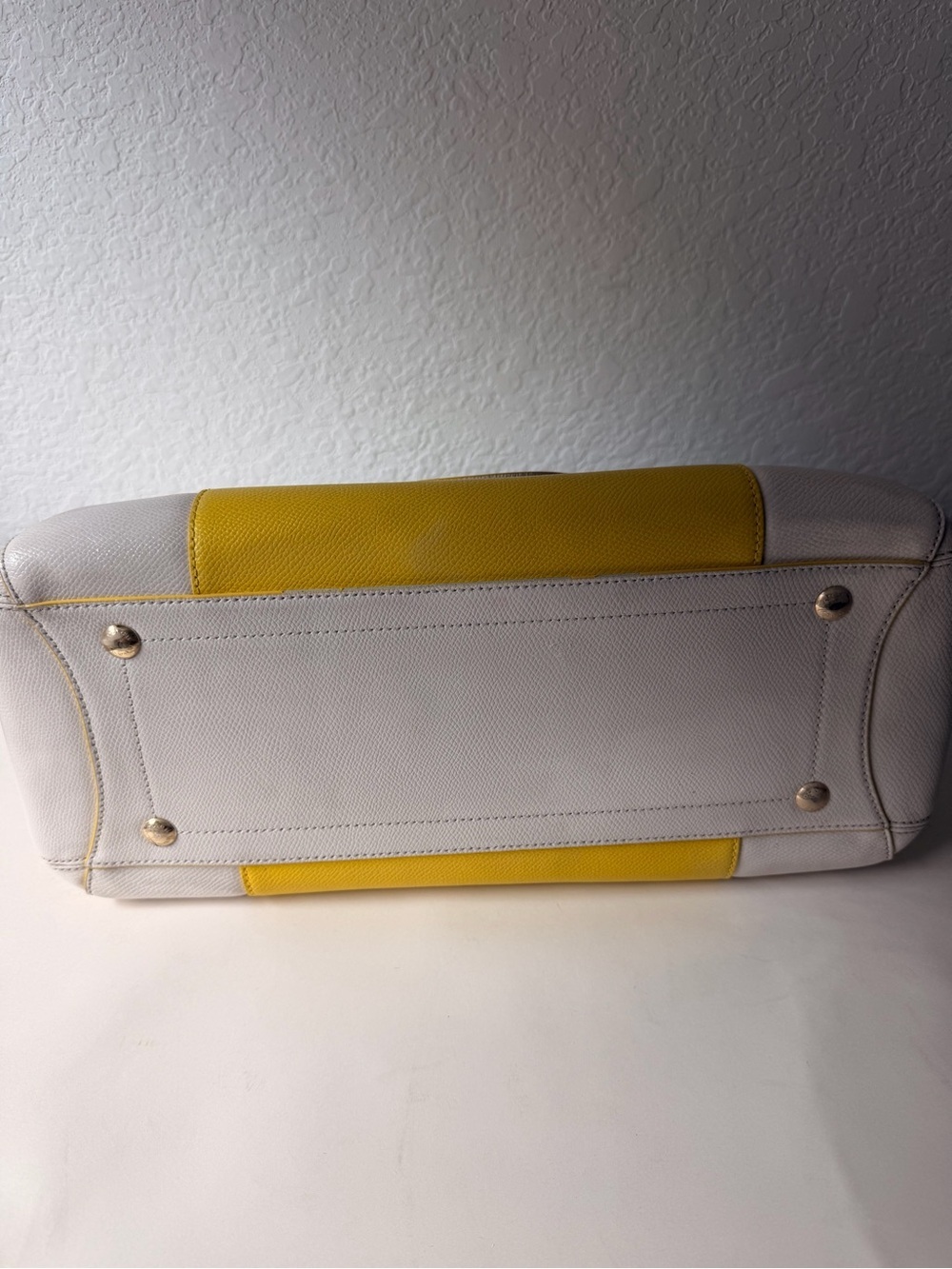 Coach Margot Carryall Yellow & Cream Crossgrain Leather Tote Bag - Picture 11 of 14